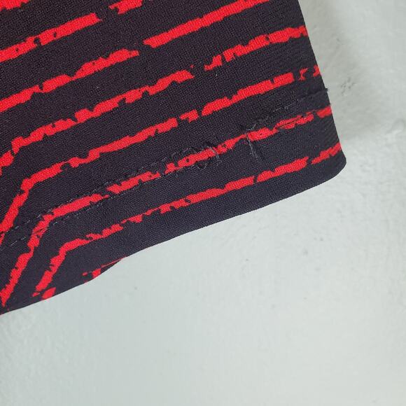 Clara Sun Woo Womens Black Red Striped Asymmetric Tunic Blouse Top Size 2X - Picture 4 of 5